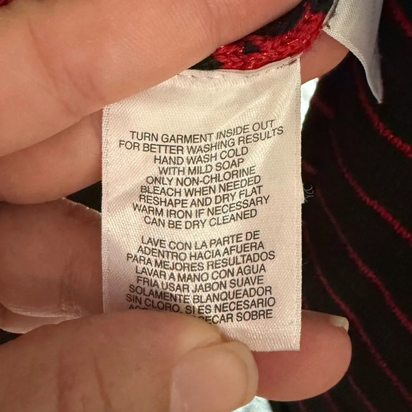 Jones of New York Black & Red Striped Cowl Neck Sweater Size PS - Picture 7 of 7